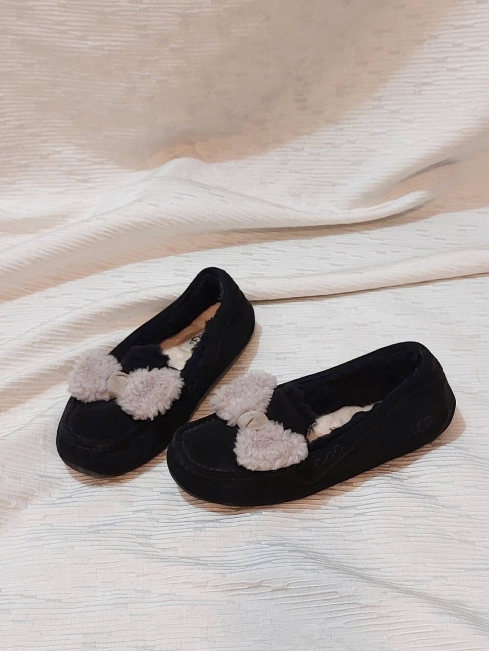 UGG Black Suede Loafers With Biw Size 8